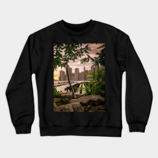 Manhattan Skyline Pink Sunset Brooklyn NYC Crewneck Sweatshirt